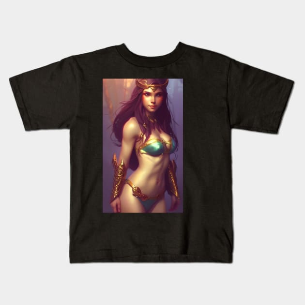 Beautiful Fantasy Elf Artwork Kids T-Shirt by PrancingPeekees